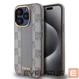 Nugarėlės dėklai DKNY Apple DKNY PU Leather Checkered Pattern Magsafe Case for iPhone 15 Pro Beige 