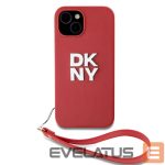 Nugarėlės dėklai DKNY - DKNY PU Leather Stack Logo Wrist Strap Case for iPhone 15 Red 