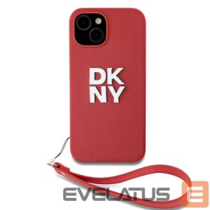 Nugarėlės dėklai DKNY - DKNY PU Leather Stack Logo Wrist Strap Case for iPhone 15 Red 