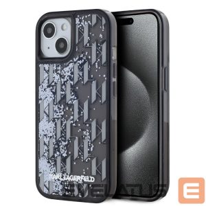 Nugarėlės dėklai Karl Lagerfeld Apple Karl Lagerfeld Liquid Glitter Monogram Gradient Case for iPhone 15 Black 