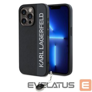 Nugarėlės dėklai Karl Lagerfeld Apple Karl Lagerfeld PU Saffiano Rhinestone Charm Case for iPhone 15 Pro Max Black 