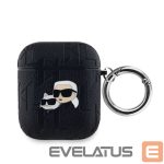 Nugarėlės dėklai Karl Lagerfeld - Karl Lagerfeld PU Embossed Karl and Choupette Heads Case for AirPods 1/2 Black 