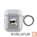 Nugarėlės dėklai Karl Lagerfeld - Karl Lagerfeld PU Embossed Karl Head Case for AirPods 1/2 Silver 