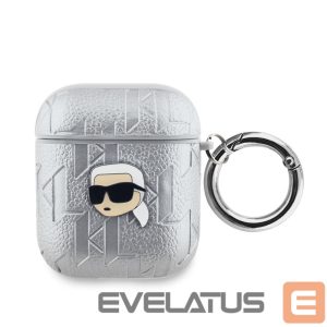 Nugarėlės dėklai Karl Lagerfeld - Karl Lagerfeld PU Embossed Karl Head Case for AirPods 1/2 Silver 