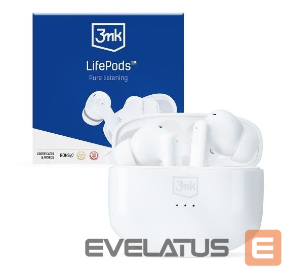 Belaidės ausinės 3MK LifePods Protection Bluetooth 5.3 ANC technology White