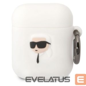 Dėklai ausinėms Karl Lagerfeld Apple Airpods 1/2 3D Logo NFT Karl Head Silicone Case White