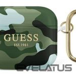 Dėklai ausinėms Guess Apple AirPods 3 cover Camo Collection Green on Black