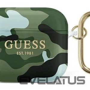 Dėklai ausinėms Guess Apple AirPods 3 cover Camo Collection Green on Black