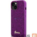 Nugarėlės dėklai Guess Apple iPhone 15 Sequin Script Logo Case Magenta