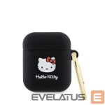 Dėklai ausinėms Hello Kitty Apple Airpods 1/2 cover czarny Silicone 3D Kitty Head Black