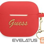 Dėklai ausinėms Guess Apple AirPods 3 cover Silicone Charm Heart Collection Red