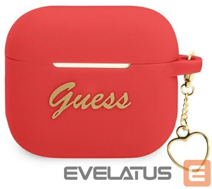 Dėklai ausinėms Guess Apple AirPods 3 cover Silicone Charm Heart Collection Red