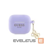 Dėklai ausinėms Guess - Airpods 3 Case Silicone Classic Logo Gold With 4G Charm Purple
