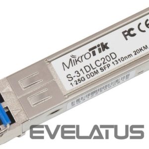 Serveris – kiti priedai Mikrotik  S-31DLC20D SFP, Single-Mode Fiber, Dual LC, 10/100/1000 Mbit/s, Wavelength 1310 nm, Maximum transfer distance 20000 m, -40 to +70C 