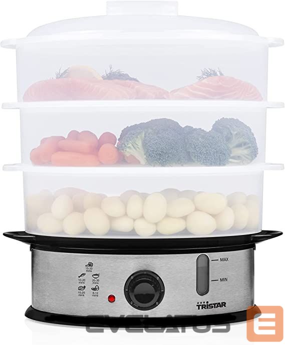 Kiti smulkūs buitiniai prietaisai Tristar Food Steamer VS-3914 Silver, 1200 W, Capacity 11 L, Number of baskets 3