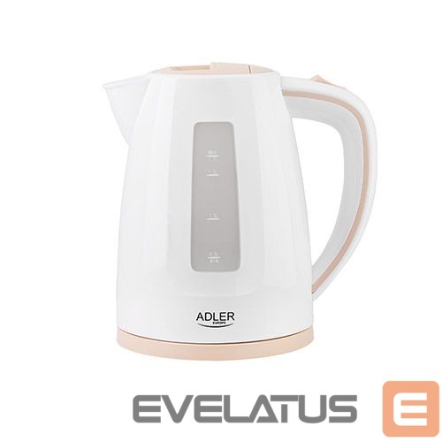 Virdulys Adler Kettle AD 1264 Standard, 2200 W, 1.7 L, Plastic, White, 360° rotational base