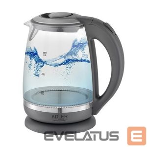 Virdulys Adler  Kettle AD 1286 Standard, 2200 W, 2 L, Plastic/ glass, Grey/ transparent, 360° rotational base 