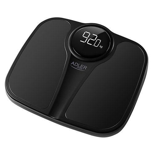 Svarstyklės Adler Bathroom Scale AD 8172b Maximum weight (capacity) 180 kg, Accuracy 100 g, Body Mass Index (BMI) measuring, Black