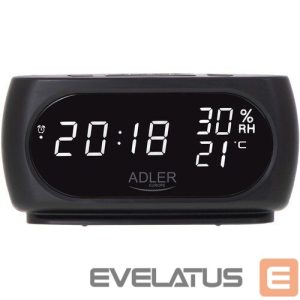 Interaktyvus sprendimas Adler  Clock with Thermometer AD 1186 Black 