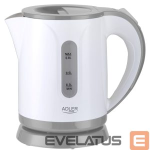Virdulys Adler  Kettle AD 1371g Electric, 850 W, 0.8 L, Stainless steel/Polypropylene, 360° rotational base, White/Grey 
