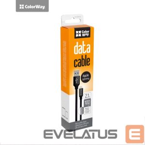Valdiklis ColorWay  Data Cable Apple Lightning Charging cable, Fast and safe charging; Stable data transmission, Black, 1 m 
