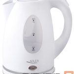 Virdulys Adler  Kettle AD 1207 Standard, Plastic, White, 2000 W, 360° rotational base, 1.5 L 