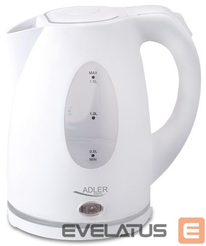 Virdulys Adler Kettle AD 1207 Standard, Plastic, White, 2000 W, 360° rotational base, 1.5 L