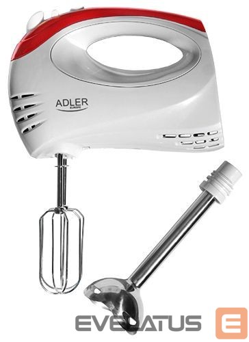 Maišytuvai ir maišytuvai Adler Mixer AD 4212 Hand Mixer, 300 W, Number of speeds 5, Turbo mode, White