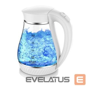 Virdulys Adler  Kettle AD 1274 Standard, Plastic, glass, White/ transparent, 2200 W, 360° rotational base, 1.7 L 