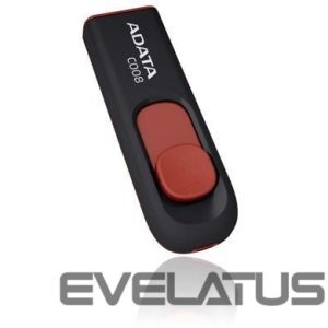 USB atmintinė ADATA  MEMORY DRIVE FLASH USB2 64GB/BLACK/RED AC008-64G-RKD 