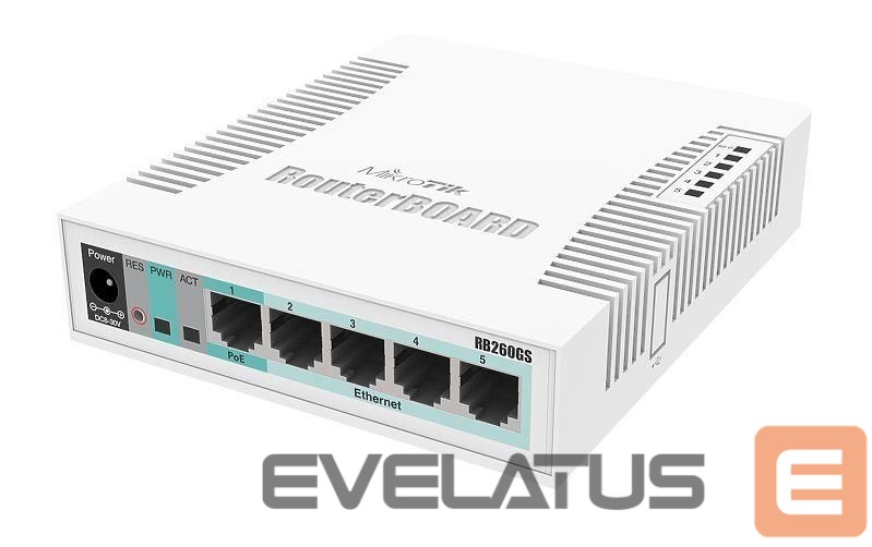 Jungikliai Mikrotik Switch||CSS106-5G-1S|Desktop/pedestal|5x10Base-T / 100Base-TX / 1000Base-T|1xSFP|CSS106-5G-1S