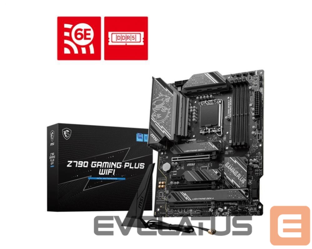 Intel procesoriaus pagrindinė plokštė MSI Mainboard||Intel Z790|LGA1700|ATX|Memory DDR5|Memory slots 4|1xPCI-Express 1x|3xPCI-Express 16x|4xM.2|1xHDMI|1xDisplayPort|4xUSB 2.0|3xUSB 3.2|1xUSB-C|1xPS/2|6xAudio port|Z790GAMINGPLUSWIFI