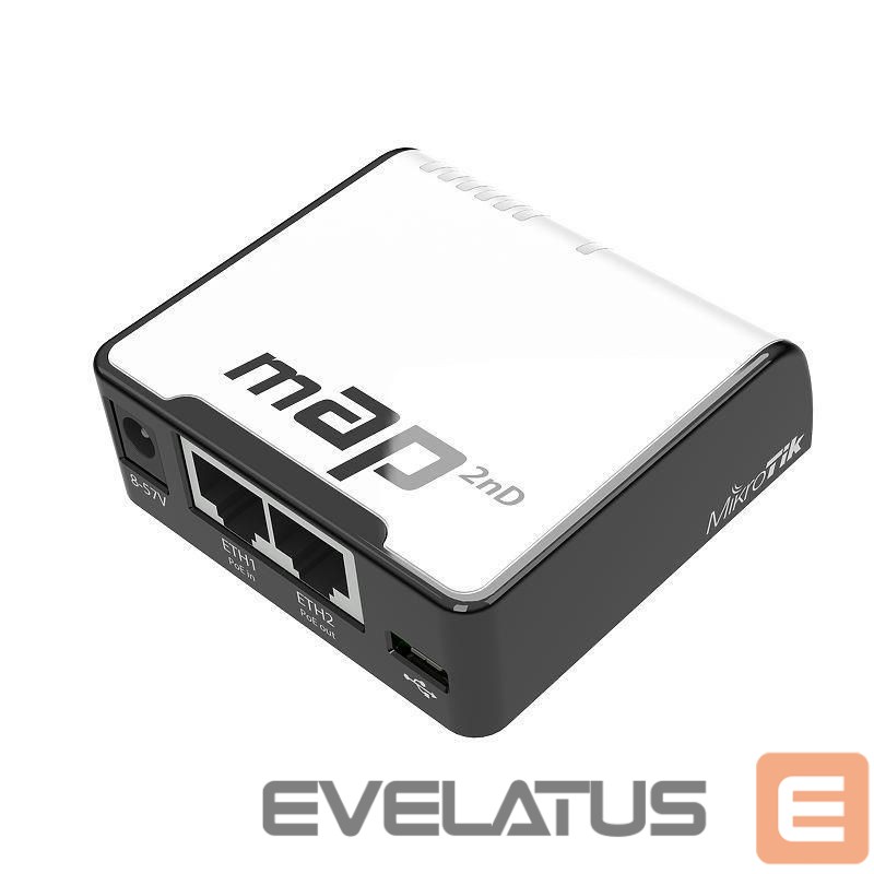 Maršrutizatoriai Mikrotik Access Point||IEEE 802.3af|IEEE 802.3at|IEEE 802.11 b/g|IEEE 802.11n|2x10Base-T / 100Base-TX|RBMAP2ND