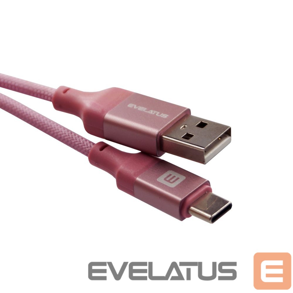 Kabelis Evelatus Cable USB A to C 2M Aluminum housing braiding Pink Pink