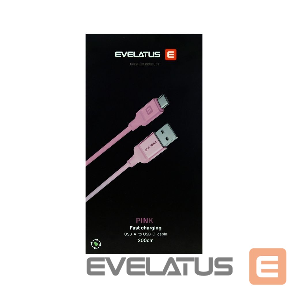 Kabelis Evelatus Cable USB A to C 2M Aluminum housing braiding Pink Pink
