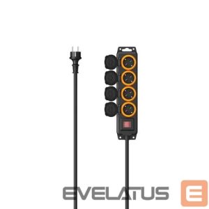 Adapteris Hama  OUTDOOR IP44 SWITCH 4 GN 4 m power strip Black