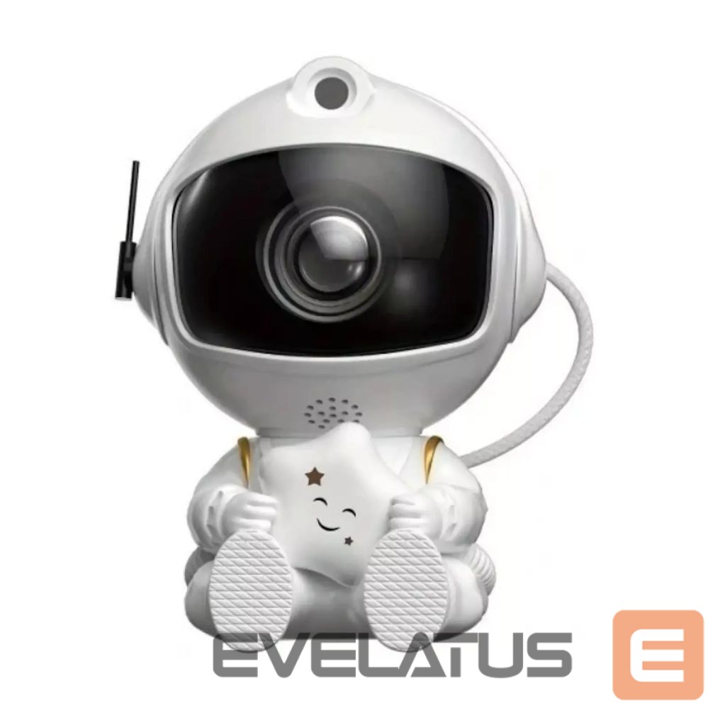 LED Prožektorius HQ LED 3D Sitting Astronout 360 degree Rotate Head Star Sky & Nebula projector with Remote White