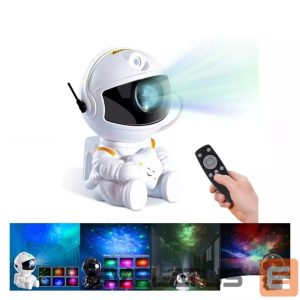 LED Prožektorius Blun  Sitting Astronout 360 degree Rotate Head Star Sky & Nebula projector with Remote White