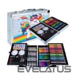 žaislai iLike  Stationery Art Set for Kids 145pcs Creative Drawing Kit Blue Case Kiddyz KIDD-ART-145B-BL 