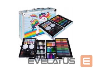 žaislai iLike  Stationery Art Set for Kids 145pcs Creative Drawing Kit Blue Case Kiddyz KIDD-ART-145B-BL 