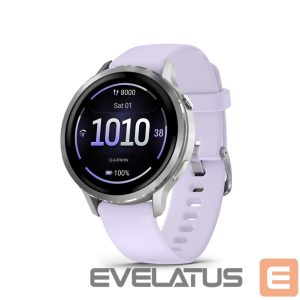 Išmanusis laikrodis Garmin  Venu 4 - 41mm, Silver with Periwinkle Silicone Band sports watch 