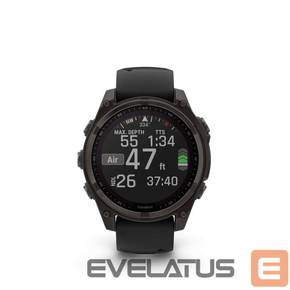 Išmanusis laikrodis Garmin Fenix 8 – 47 mm, Solar, Sapphire Sapphire, Carbon grey DLC titanium with Black/pebble grey/ 010-02906-11