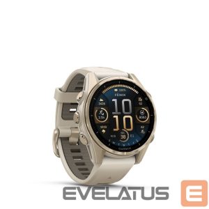 Išmanusis laikrodis Garmin  Fenix 8 – 43 mm, AMOLED Sapphire, Soft Gold with Fog grey/dark sandstone silicone band/ 010-02903-11
