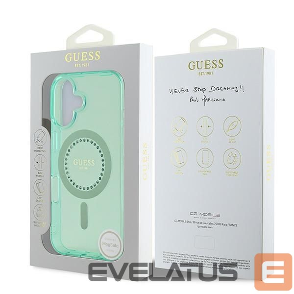 Kitas telefono priedas Guess Guess IML Rhinestones MagSafe iPhone 16 Plus Case - Green