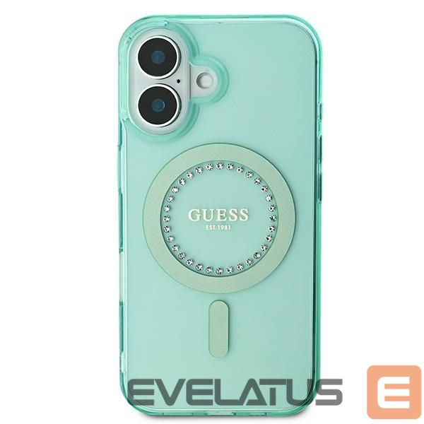 Kitas telefono priedas Guess Guess IML Rhinestones MagSafe iPhone 16 Plus Case - Green