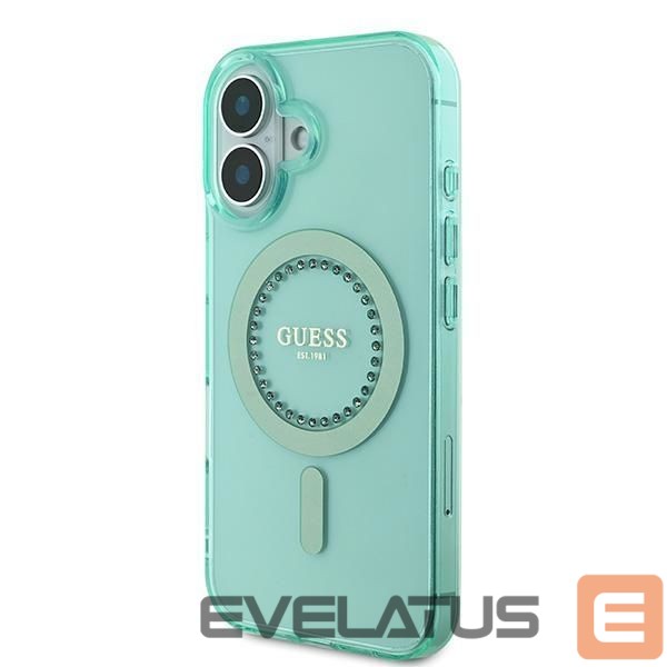 Kitas telefono priedas Guess Guess IML Rhinestones MagSafe iPhone 16 Plus Case - Green