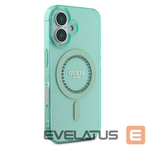 Kitas telefono priedas Guess Guess IML Rhinestones MagSafe iPhone 16 Plus Case - Green