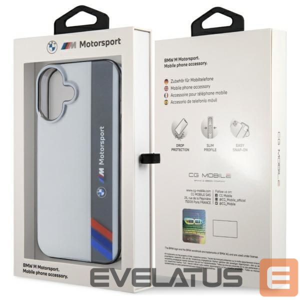 Kitas telefono priedas BMW BMW Motosport IML Vertical Stripe iPhone 16 Case - Gray