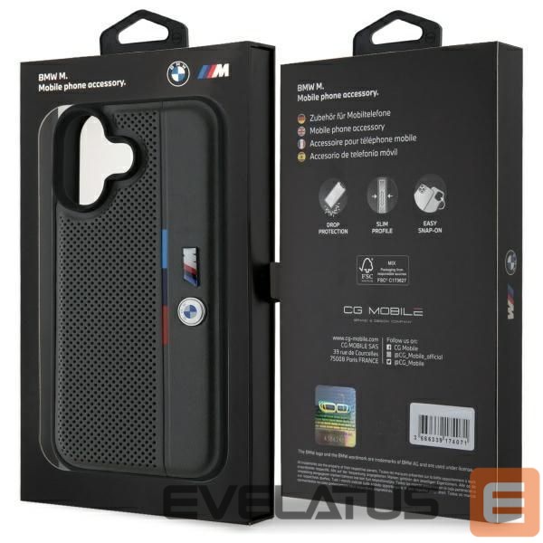 Kitas telefono priedas BMW BMW M Perforated Tricolor Detail Line iPhone 16 Case - Dark Gray