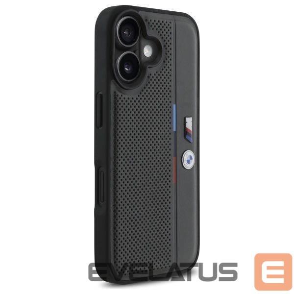 Kitas telefono priedas BMW BMW M Perforated Tricolor Detail Line iPhone 16 Case - Dark Gray